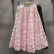 Three-Dimensional Flower High Waist Skirt